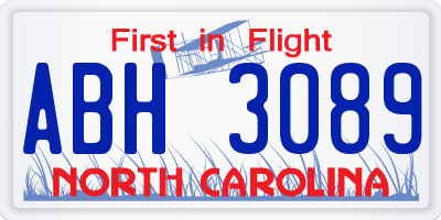 NC license plate ABH3089