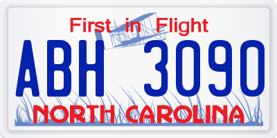NC license plate ABH3090