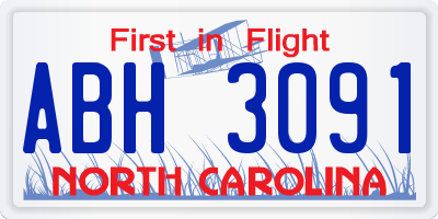 NC license plate ABH3091
