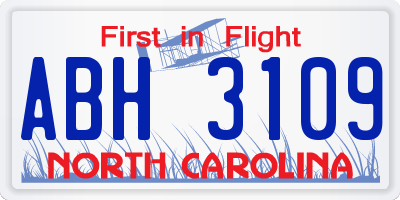 NC license plate ABH3109