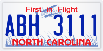 NC license plate ABH3111
