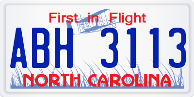 NC license plate ABH3113