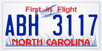 NC license plate ABH3117