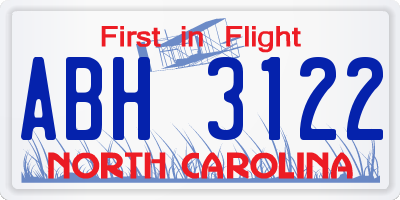 NC license plate ABH3122