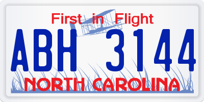 NC license plate ABH3144