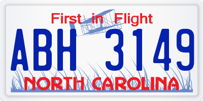 NC license plate ABH3149