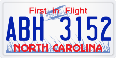 NC license plate ABH3152