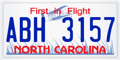 NC license plate ABH3157