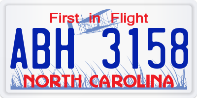 NC license plate ABH3158