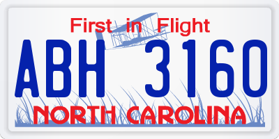 NC license plate ABH3160
