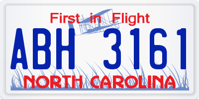 NC license plate ABH3161