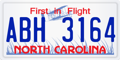 NC license plate ABH3164