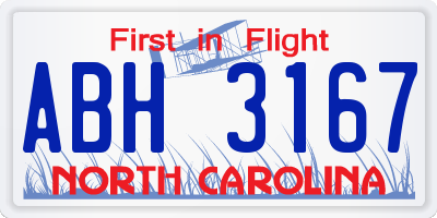 NC license plate ABH3167