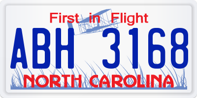 NC license plate ABH3168