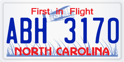 NC license plate ABH3170