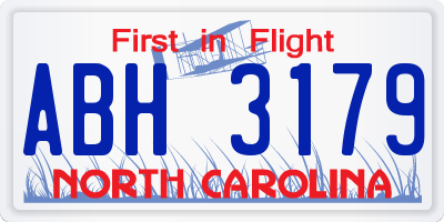 NC license plate ABH3179