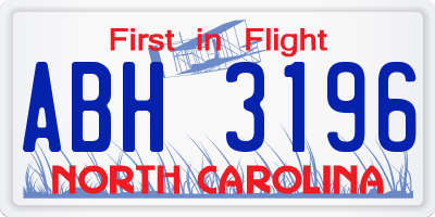 NC license plate ABH3196
