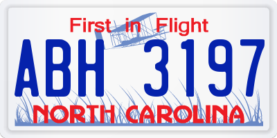 NC license plate ABH3197