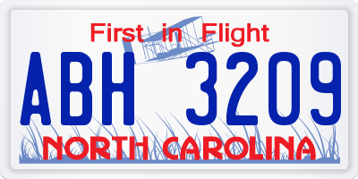 NC license plate ABH3209