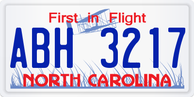 NC license plate ABH3217