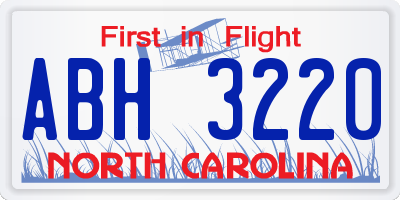 NC license plate ABH3220