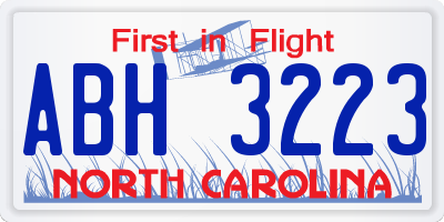 NC license plate ABH3223