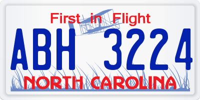 NC license plate ABH3224