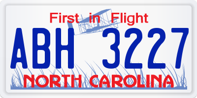 NC license plate ABH3227