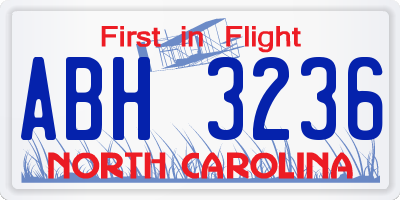 NC license plate ABH3236