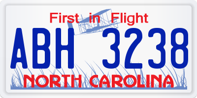 NC license plate ABH3238