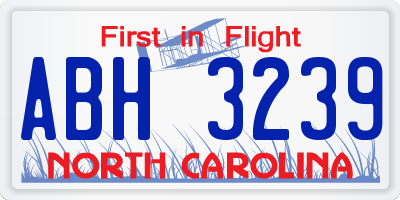 NC license plate ABH3239