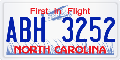 NC license plate ABH3252