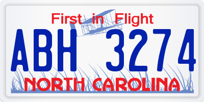 NC license plate ABH3274