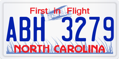 NC license plate ABH3279