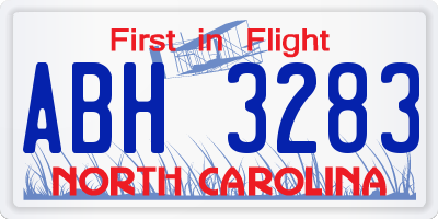 NC license plate ABH3283