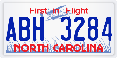 NC license plate ABH3284