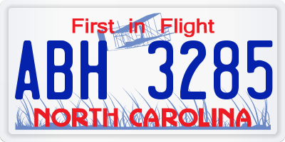 NC license plate ABH3285
