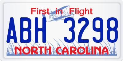 NC license plate ABH3298