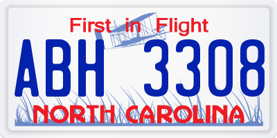 NC license plate ABH3308