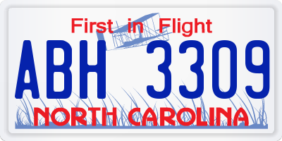 NC license plate ABH3309
