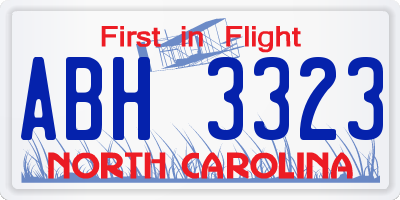 NC license plate ABH3323