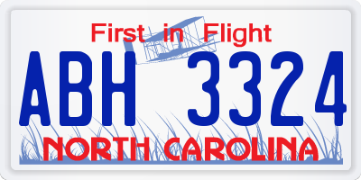 NC license plate ABH3324