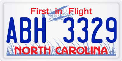 NC license plate ABH3329