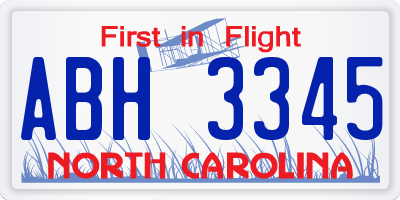 NC license plate ABH3345