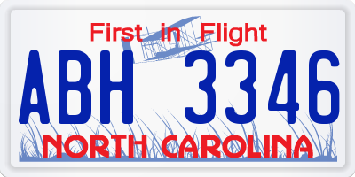 NC license plate ABH3346