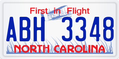 NC license plate ABH3348