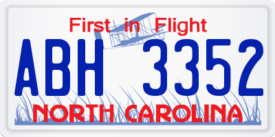 NC license plate ABH3352