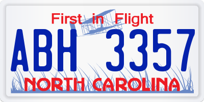 NC license plate ABH3357