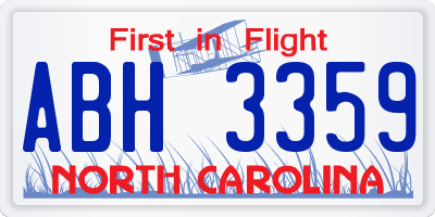 NC license plate ABH3359