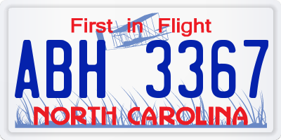 NC license plate ABH3367